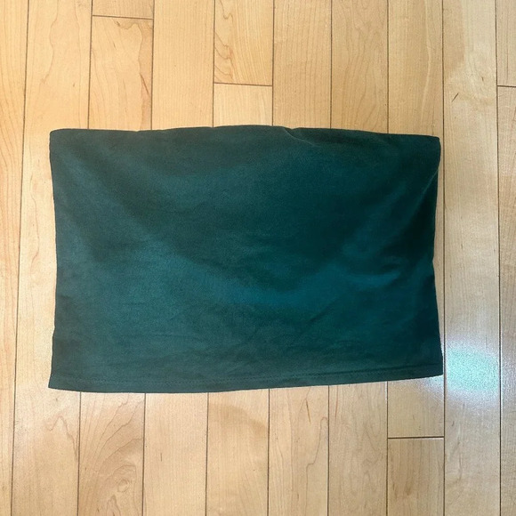 Project Social T URBAN OUTFITTERS Green Faux Suede Tube Top - size small - Picture 2 of 5